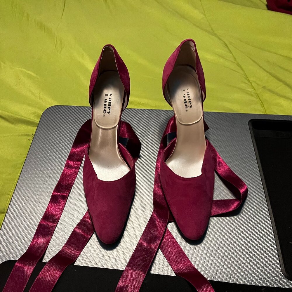 Pink Suede Ankle tie wrap shoes